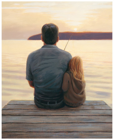Bella ama a Papa pescando