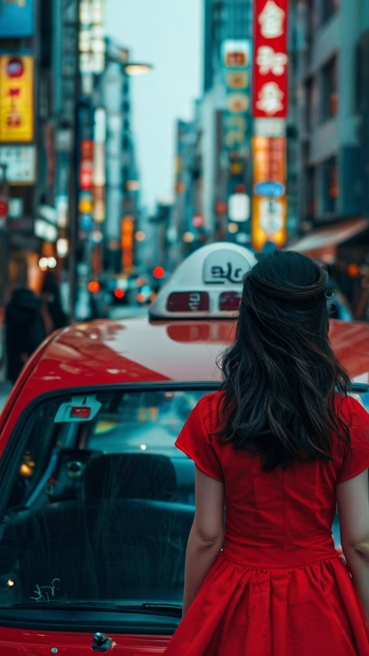 taxi rojo en tokyo
