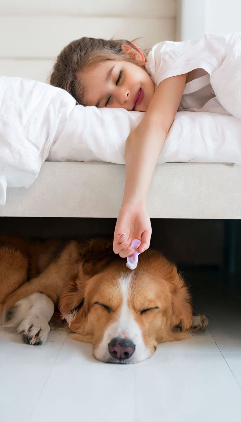 Perro debajo de la cama